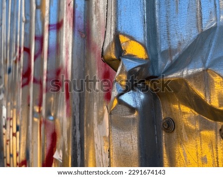 crumpled metal wall pattern - stock photo