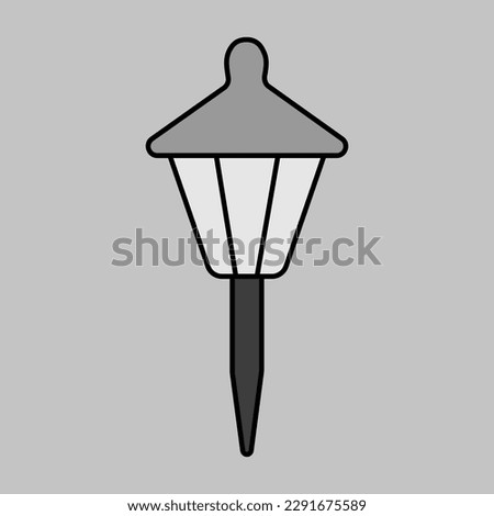 Small garden light vector grayscale icon. Solar powered lamp sign. Graph symbol for agriculture, garden and plants web site and apps design, logo, app, UI