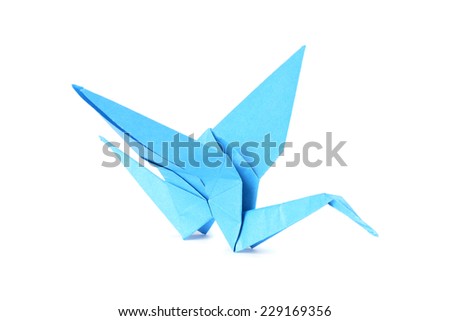 Origami crane isolated over white background