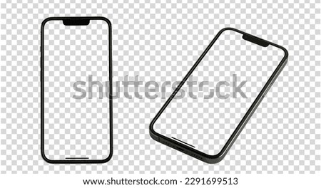 Mockup phone set Transparent - and Clipping Path for PNG isolated , new Mock up screen template for Infographic Business web site design app