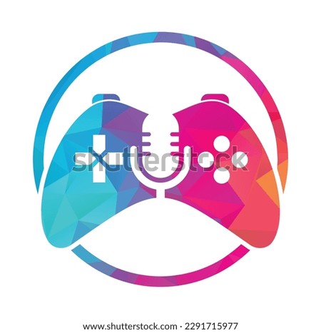 Gamepad and podcast logo design template.
