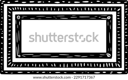 set of frames in woodcut style. separate vector rustic images. Royalty-Free Stock Photo #2291717367