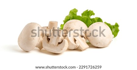 Champignons, close-up, isolated on white background Royalty-Free Stock Photo #2291726259