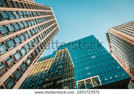 Office building top view background in retro style colors. Buildings of London, UK, England. Business.