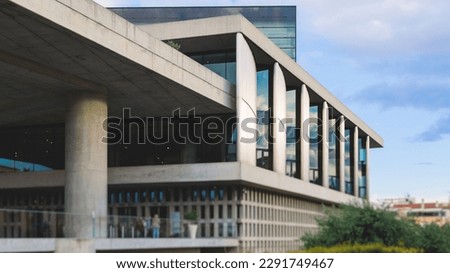 View of Acropolis Museum facade building exterior entrance, an archaeological museum in Athens center, Attica, Greece in a summer sunny day Royalty-Free Stock Photo #2291749467