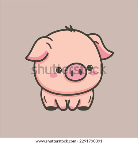 Cute Pig illustration Pig kawaii chibi vector drawing style Pig cartoon Royalty-Free Stock Photo #2291790391