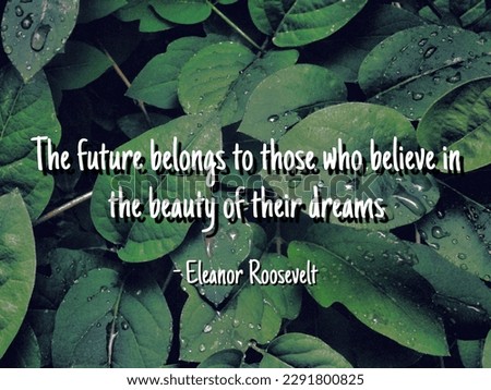 a motivational quote with a sentence The future belongs to those who believe in the beauty of their dreams by Eleanor Roosevelt. For motivational and spirit words or quotes background or wallpaper