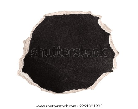 Black paper framed text torn in the shape of a Circle. Blank old paper template with white background and clipping path.