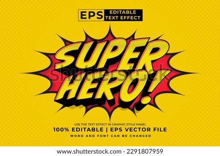 Editable text effect - super hero comic 3d cartoon template style premium vector Royalty-Free Stock Photo #2291807959