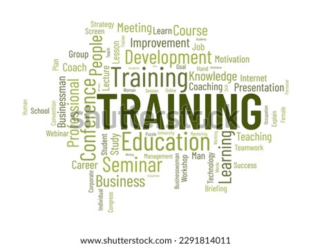 Word cloud background concept for Training. Professional career development with business workshop conference skill study. vector illustration. Royalty-Free Stock Photo #2291814011