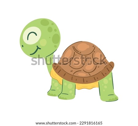 Happy turtle mascot over white