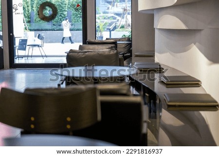 A modern decoration style coffee shop seating environment