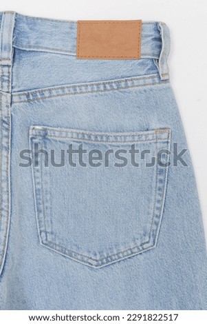 Blue denim jeans leather label,pocket texture 