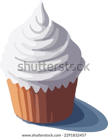 Cupcake vector illustration isolated on white background, cupcake clip art, semi-realistic, cartoony, Element