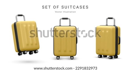 
Set of realistic plastic suitcases. Travel bag isolated on white background. 3D Vector Illustration
 Royalty-Free Stock Photo #2291832973