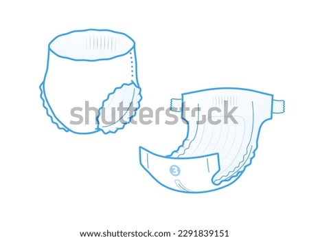 Detailed line diaper icon. Vector element isolated on white background. Perfect for showing the diaper, its main parts and benefits. EPS10.	 Royalty-Free Stock Photo #2291839151