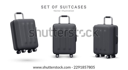 
Set of realistic plastic suitcases. Travel bag isolated on white background. 3D Vector Illustration
 Royalty-Free Stock Photo #2291857805
