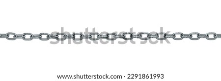 Simple minimalist illustration of shiny straight metal chain isolated on white background with empty space Royalty-Free Stock Photo #2291861993