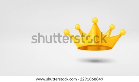 Golden crown. 3d vector banner with copy space