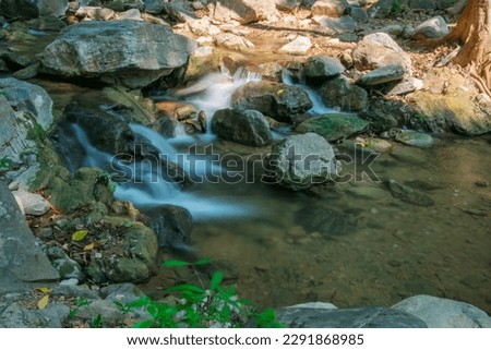 Landscape of waterfall, Summer waterfall, Summer background