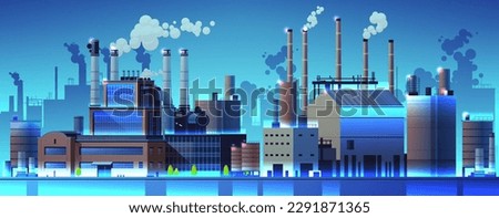 energy generation plant with chimneys electricity production industrial manufacturing building heavy industry factory Royalty-Free Stock Photo #2291871365