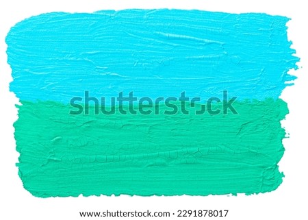Green and Blue brush texture isolated on white background.