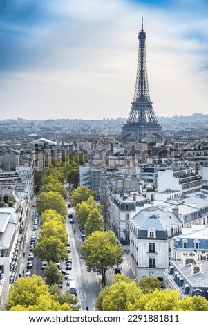 Panoramic view of Paris taken from the Triumphal Arch, France Royalty-Free Stock Photo #2291881811