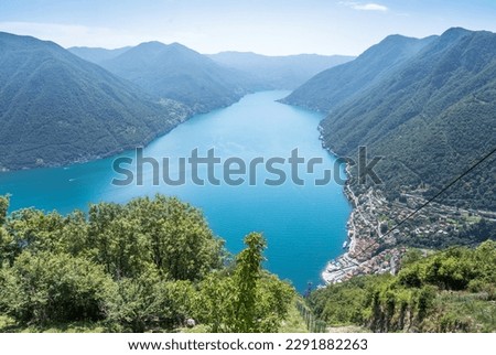 Panorama view of Lago di Como (Lake Como) near village Argegno, Italy