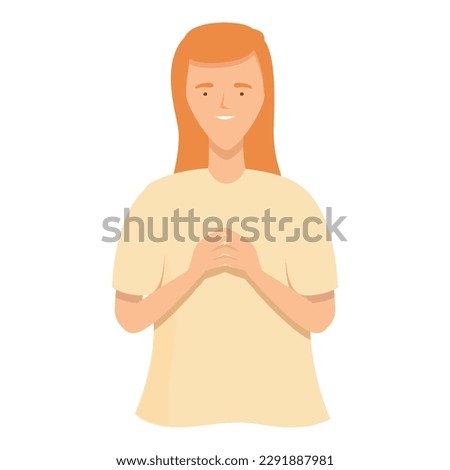 Girl waiting icon cartoon vector. People talk. Woman hand