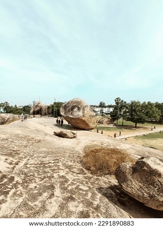 Mahabalipuram, long shot of Krishna's butterball Royalty-Free Stock Photo #2291890883