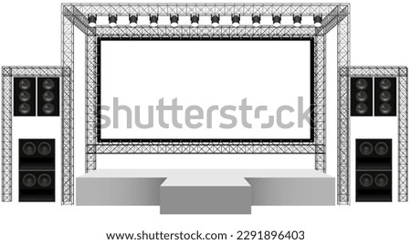white stage and speaker with backdrop on the truss system on the white background Royalty-Free Stock Photo #2291896403