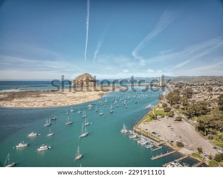 Aerial view over Morro Bay in Southern California