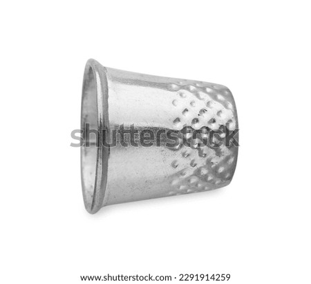 Silver sewing thimble isolated on white, top view Royalty-Free Stock Photo #2291914259