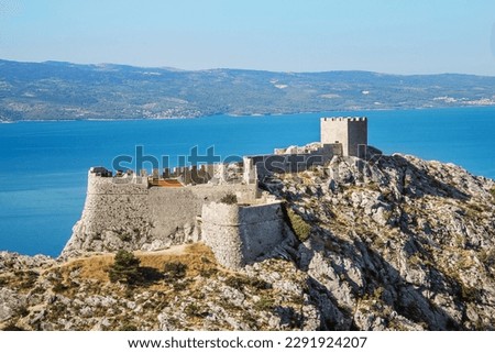 starigrad fortress in the mountains in omis croatia Royalty-Free Stock Photo #2291924207
