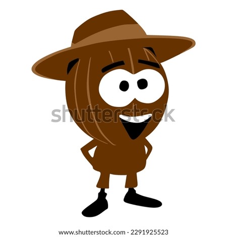 coconut cartoon character with cowboy hat