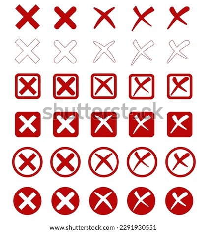 set of red mark icons