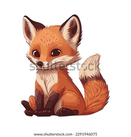 Realistic cartoon fox isolated on white background - Vector illustration