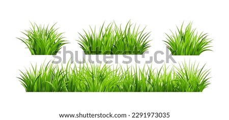 Realistic green grass. Bushes of fresh greens. Spring meadow. Summer lawn. Glade with plants. Nature landscape vector illustration. Royalty-Free Stock Photo #2291973035