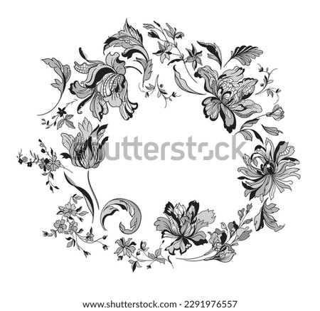 Floral frame. Lace vector illustration.