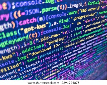 Software background technology. Programmer occupation. Blurred screen with selective focus. Future technology creation process. Developer occupation work photo. Software development creating projects Royalty-Free Stock Photo #2291994075