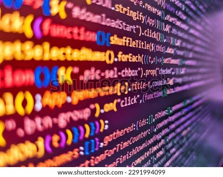 Programming code on computer screen. Php program function coding  digital_reviews. Coding script text on screen