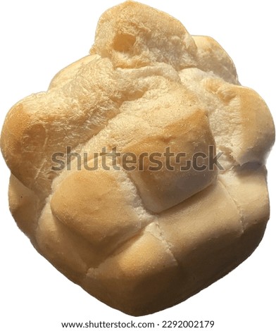 Turtle type Italian white bread. Round bakery loaf. White and neutral background.