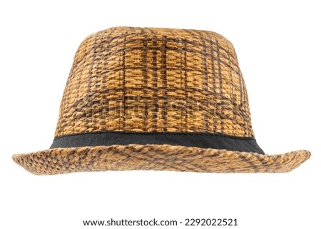 Brown weave hat - summer accessory isolated on white background, Save clipping path.