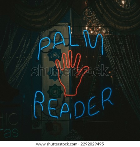 Palm reader neon sign, Kingston, New York