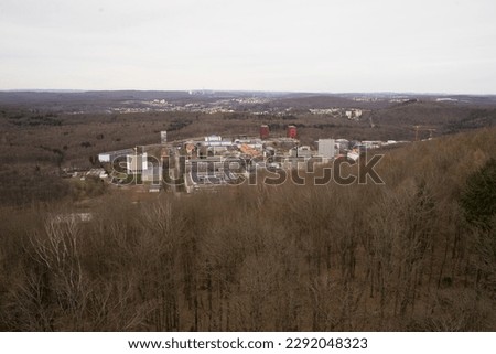 Saarland University in Germany seen from the Schwarzenberg Tower in winter 2023 Royalty-Free Stock Photo #2292048323