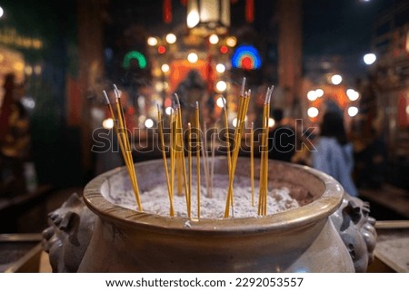 Incense Sticks in burner in Man Mo Temple, Hong Kong