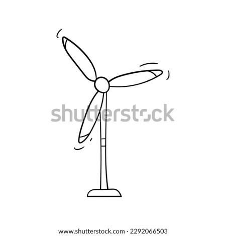 Wind generator turbine hand drawn outline vector illustration. Isolated on white background Royalty-Free Stock Photo #2292066503