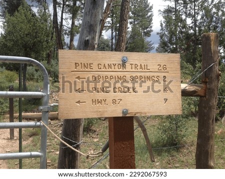 Hiking Trail Sign at Pine Canyon Trail in Arizona. High quality photo