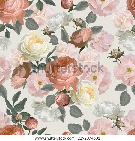  roses flower seamless pattern,vector illustration Royalty-Free Stock Photo #2292074601