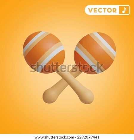 maracas 3D vector icon set, on a orange background